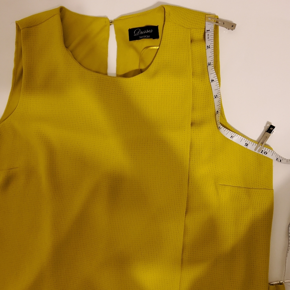 Dresses Yessica Mustard Yellow Sleeveless Builted Midi Dress Sz 42 (EUR) - Picture 7 of 10